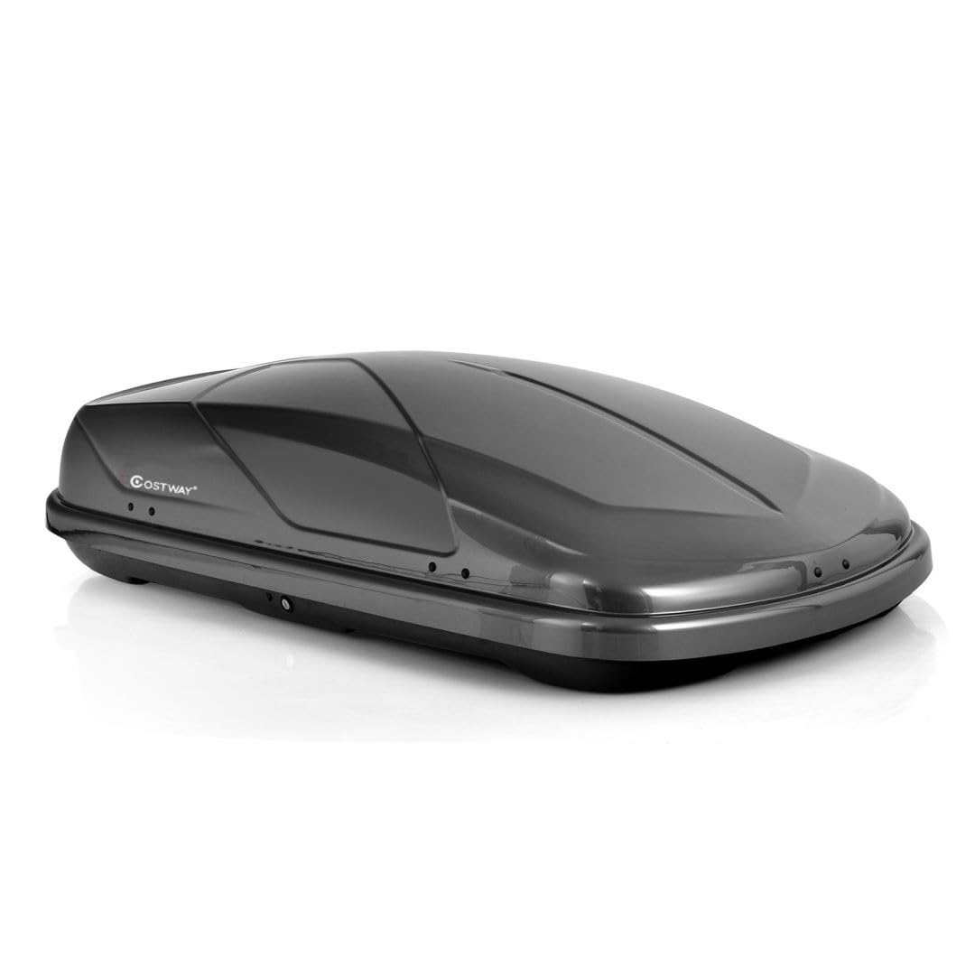 COSTWAY Car Roof Box, 400L Capacity Hard Roof Cargo Carrier with Security Keys & Dual Side Opening, Waterproof Rooftop Luggage Storage Box for Car, SUV, Van, Fits Most Cars (Black)