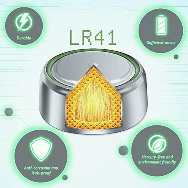 Alkaline Button Cell Batteries LR41 AG3 1.5V Coin Cell Battery 384 SR41 SR741 for Watches Toys Calculators 100-Pack