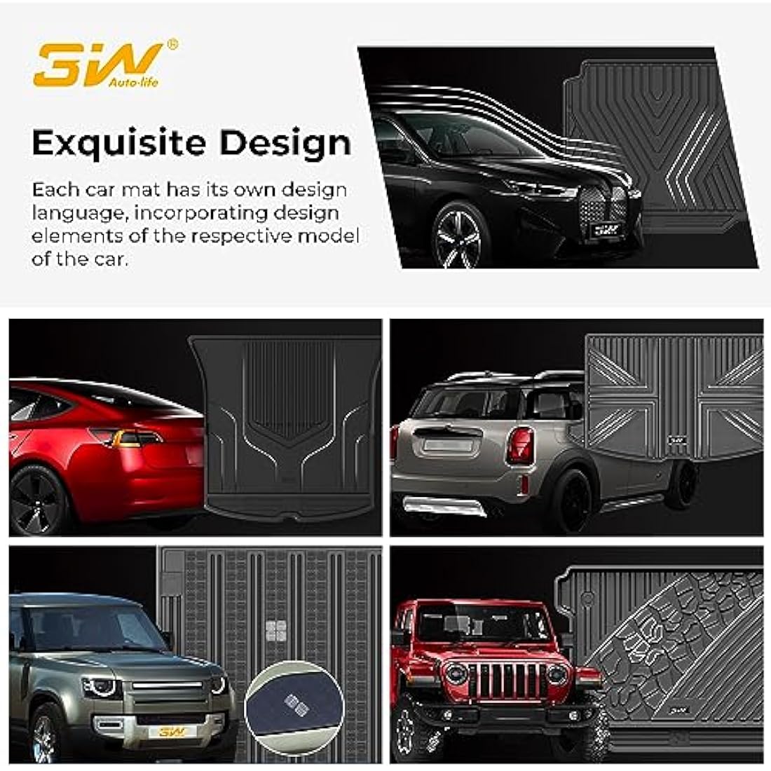 3W Car Boot Liner Custom Fit Tesla Model 3 2017-2023,TPE Trunk Mat Protector for Dog Pet,All Weater Waterproof Non-slip,UKCA Quality Certification,Car Accessories,Black