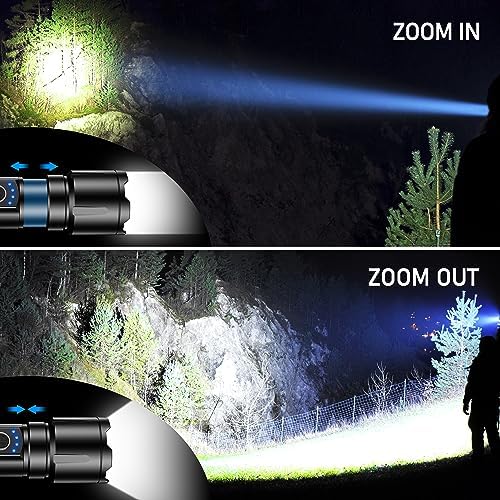 Blukar LED Torch, Super High Lumens Ultra Bright Torches - Adjustable Focus, 5000 mAh, IP67 Waterproof, Powerful Long Lasting Handheld Flashlight for Power Cuts, Camping, Hiking, Emergency etc.