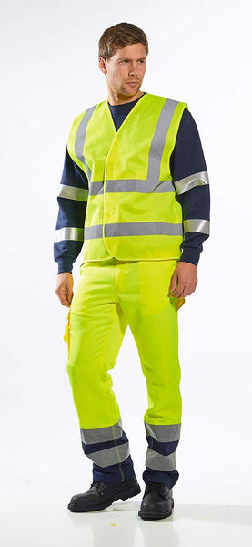 Portwest C470 Reflective Hi Vis Safety Vest Band and Brace Waistcoat Security Traffic Construction Workwear
