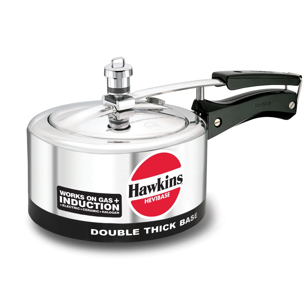 Hawkins Hevibase Induction Compatible Pressure Cooker, 2 Litre, Silver (IH20)