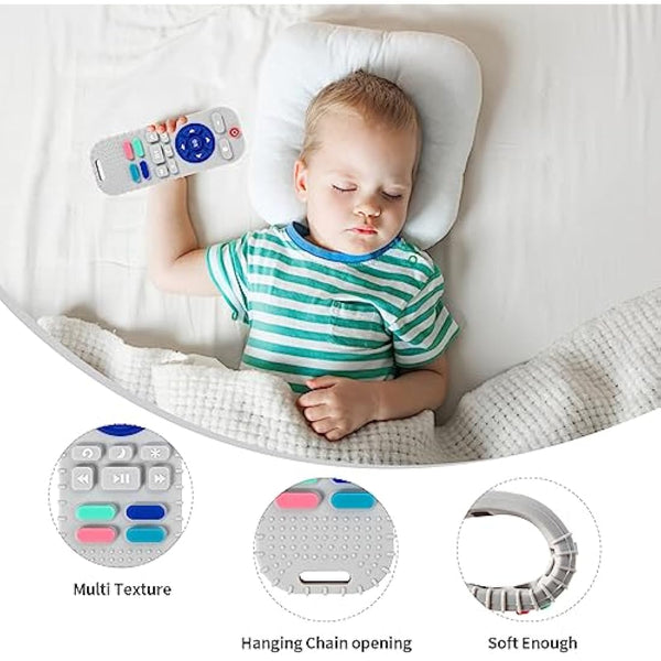 Hooku 2 Pack Remote Teether Baby, Silicone Teethers Babies 6-12 Months, Baby Teething Toys Babies 0-6 Months, Sensory Toys Babies, Toddler Infant Newborn Toys Baby Girl Boy Gifts, Black-Gray