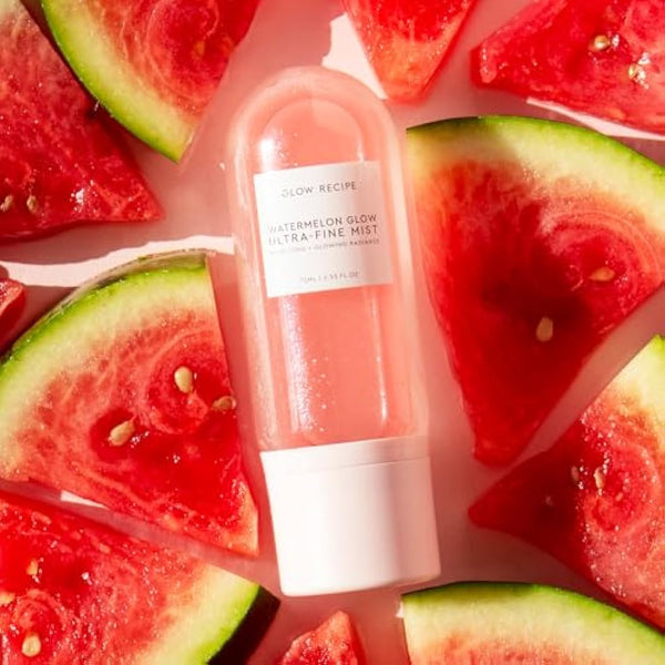 Glow Recipe Watermelon Glow Ultra-Fine Face Mist - Hyaluronic Acid Spray Moisturiser for Fresh, Glowing Skin - Hydrating Face Mist with Hibiscus AHA + Vitamin E - Glowing Skin Face Spray (75ml/2.5 oz)