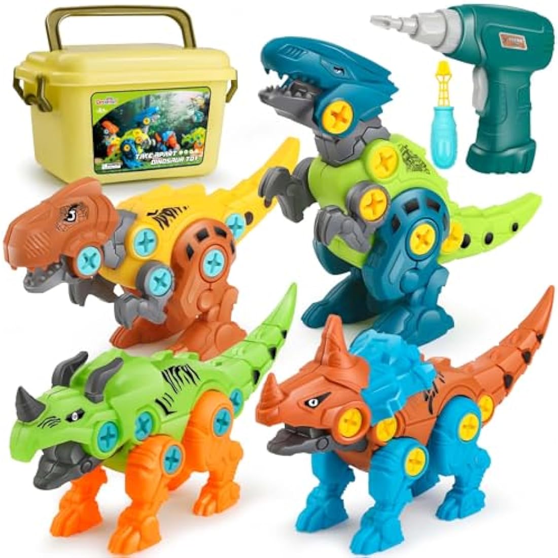 Dreamon Take Apart Dinosaur Toys for Kids with Storage Box Electric Drill DIY Construction Build Set Educational STEM for Boys Girls 3 Years and Up