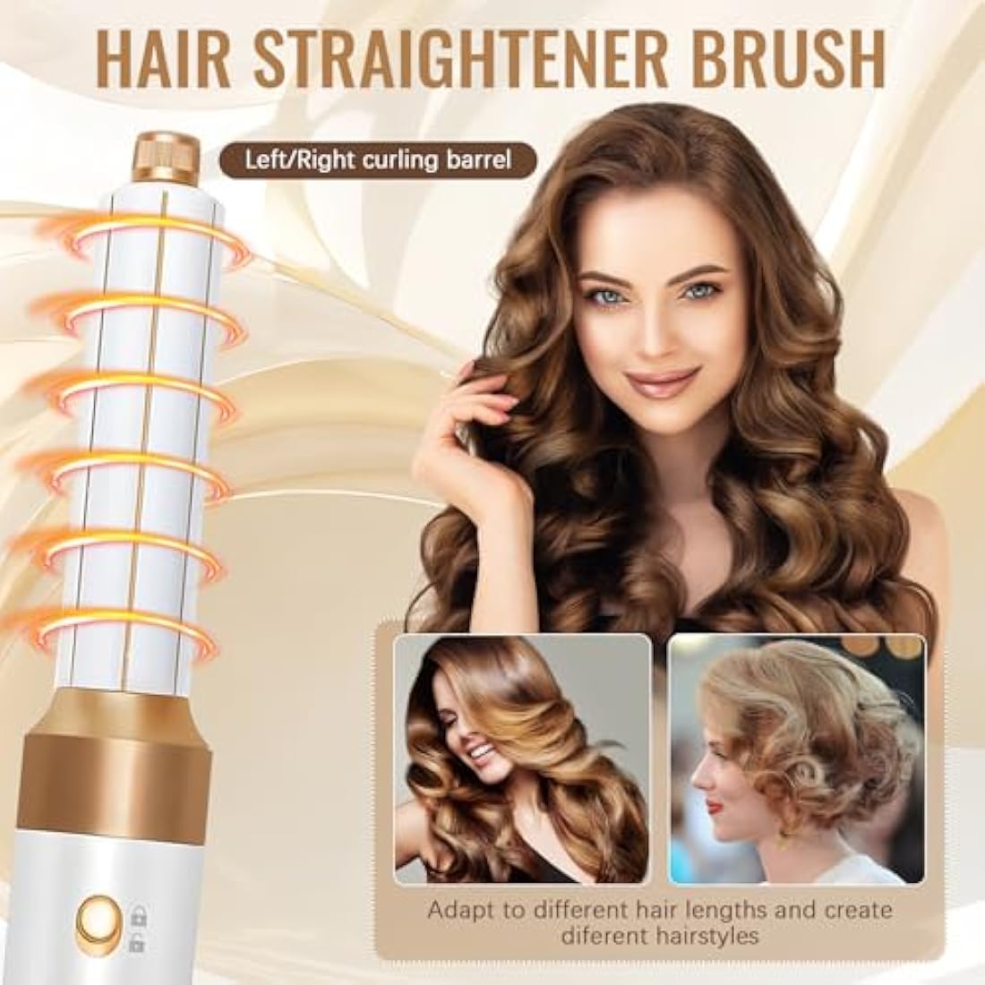 7-in-1 Air Styler, 110000 RPM High-Speed Negative Ionic Hair Dryer with Left and Right Curling Barrel, Straightening Comb, Wind Hood, Concentrator and Curlng Comb, Air stylers for Women (White)