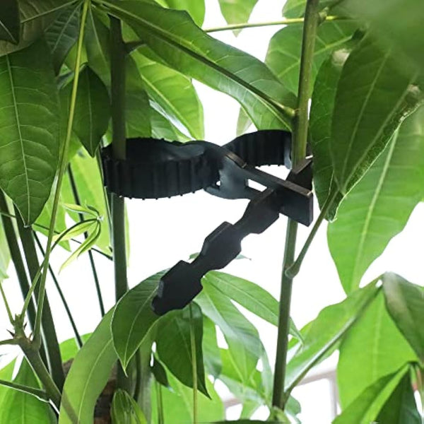 KINGLAKE 4Pcs 40cm Black Tree Ties Straps Supports Heavy Duty Shrub Ties Adjustable Interlock Garden Tree Ties for Shrub Rose Tree Plant Support