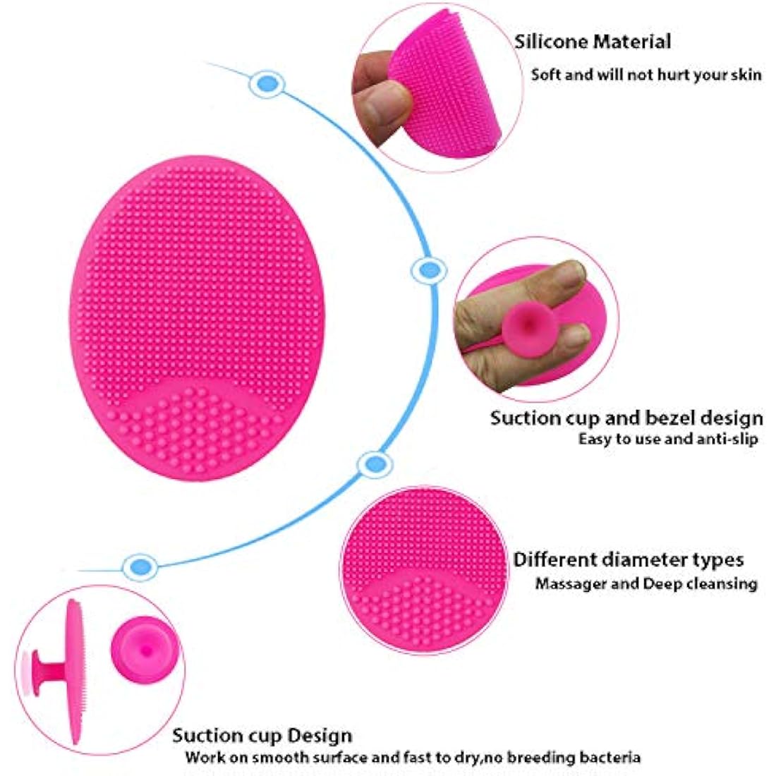 HieerBus Facial Cleansing Brush,Soft Silicone Face Scrubber,Facial Exfoliation Scrub for Massage Pore Cleansing Blackhead Removing Deep Scrubbing for All Kinds of Skins (2ed-White + Grey)