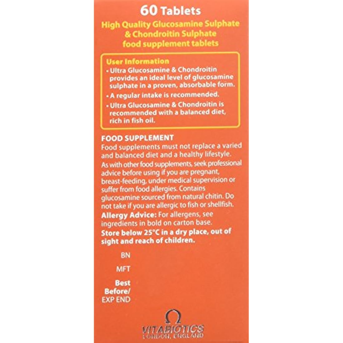 Glucosamine and Chondroitin Tablets, by Vitabiotics Ultra