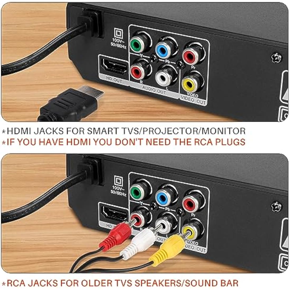 HD DVD Player for TV, Multi Region DVD Player for Smart TV, HDMI/RCA Output Cable Included, 1080P, Breakpoint Memory, Built-in PAL/NTSC, CD Players for Home (Not Support Blu-ray Discs)