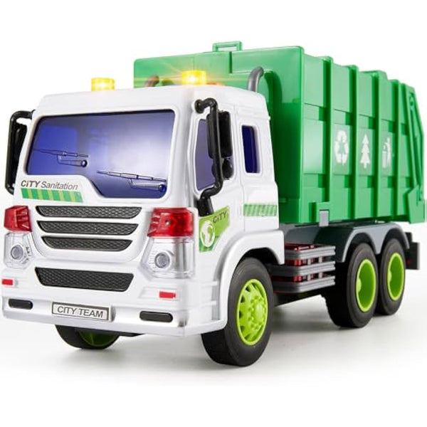 HERSITY Garbage Truck Bin Lorry Toys for 3+ Years Old Boys, Rubbish Trucks Dustcart Toy Cars with Lights and Sounds, Kids Gifts age 4 5 6 Children Girls