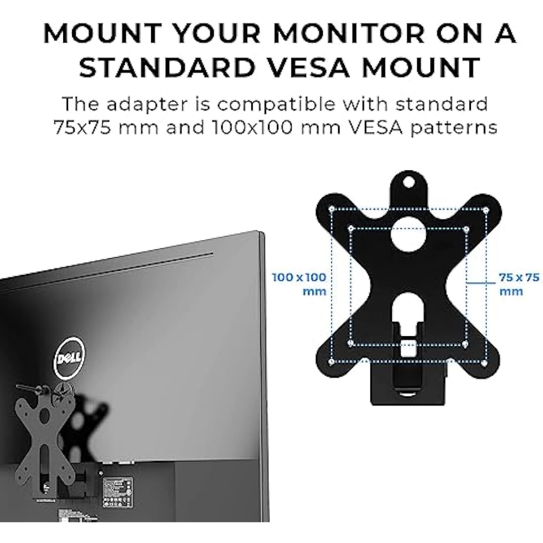 HumanCentric VESA Mount Adapter Compatible with Dell Monitors SE2416HX, SE2717HX, SE2717HR, SE2717H, S2216M, S2216H, SE2716H, SE2216H, SE2417HG, SE2416H, S2216H, 75x75mm and 100x100mm Patterns