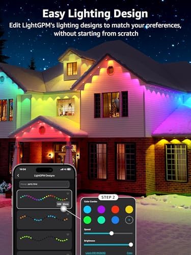 Lepro E1 AI Permanent Outdoor Lights 30m, Smart Outdoor Lights for Eaves, Waterproof, Tunable White & Colour Changing, AI Lighting Design Assistant, Works with Alexa, 2.4G WiFi & Bluetooth, No Remote