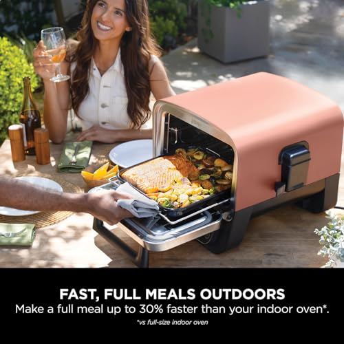 Ninja Artisan Electric Outdoor Pizza Oven & Air Fryer, 4 Functions: Pizza, Air Fry, Bake & Prove, 5 Pizza Settings, Includes 12-inch Pizza Stone, Pizza Peel, Baking Tray & Air Fry Basket, Grey MO201UK