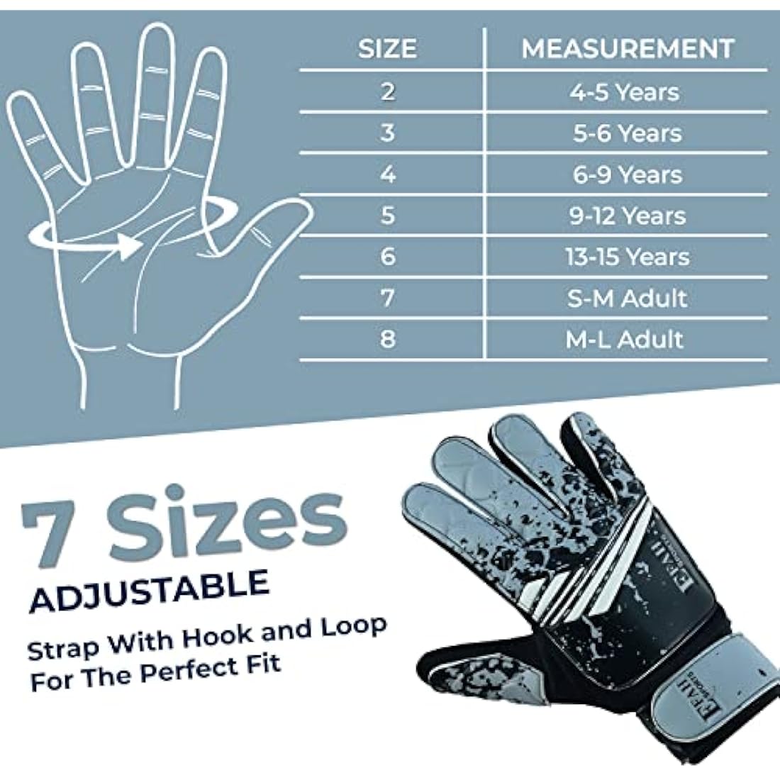 EFAH SPORTS Football Goalkeeper Gloves For Boys kids Children Youth Soccer Goalie Glove with Super Grip Palms