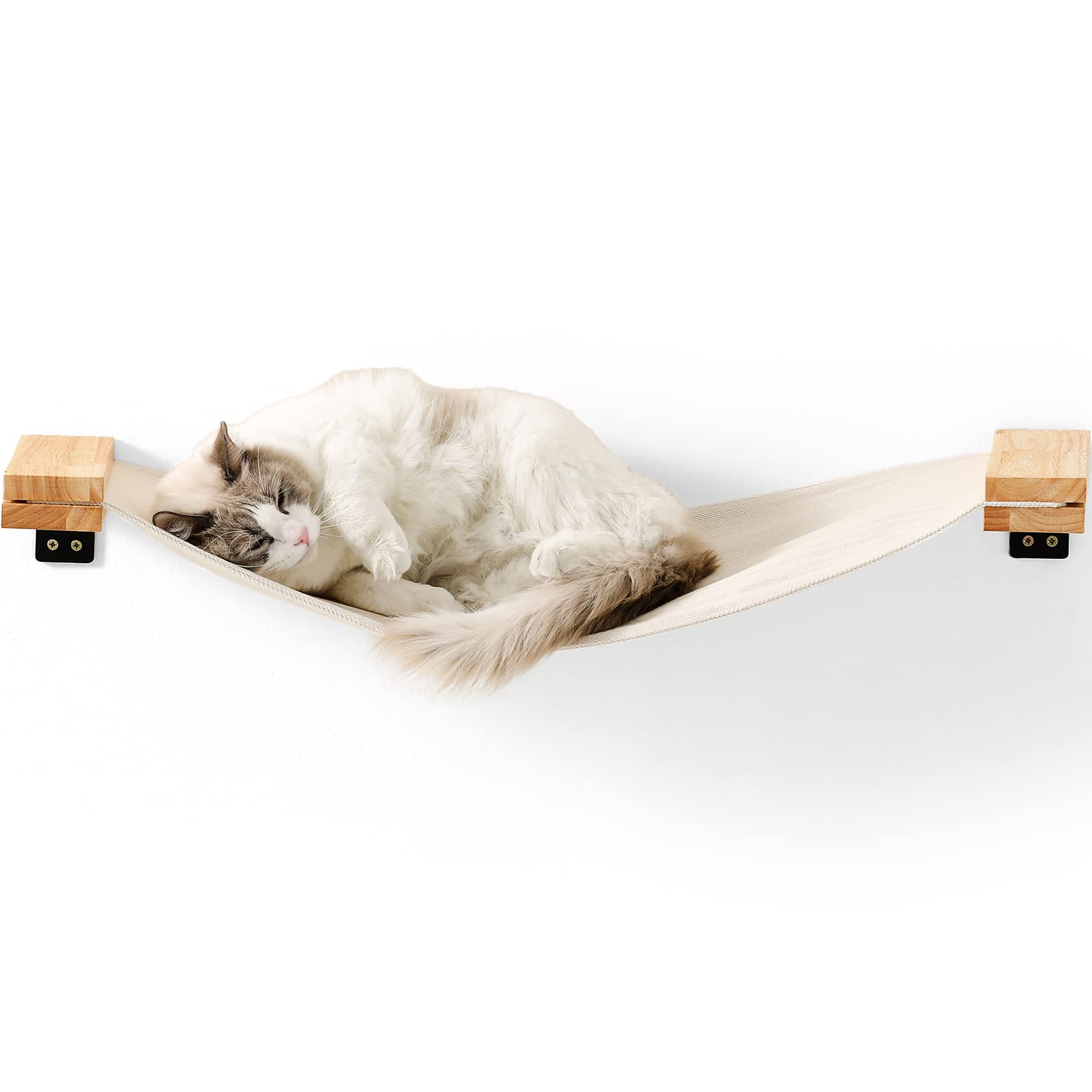 FUKUMARU Cat Wall Furniture, 91 ? 33 cm Cat Hammock for DIY Cat Shelves and Cat Wall, Natural Rubber Wood Material, for Most Kitten, Medium and Large