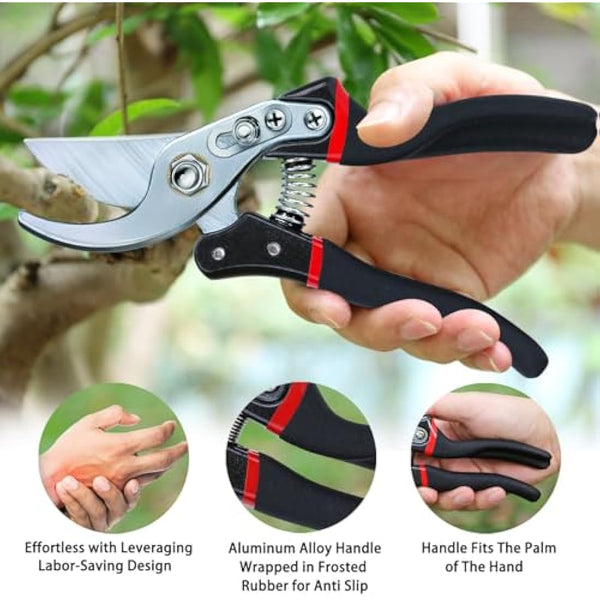 Kynup Secateurs Pruning Scissors, Gardening Pruning Shears, Garden Scissors, Hedge & Garden Shears, Clippers for Plants, Gardening, Trimming, Garden Tool(Black)