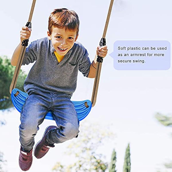 SELEWARE 17.5" X 6.3" Non Slip Plastic Swing Seat, Hanging Tree Swing Seat with Length Adjustable Nylon Rope and Stainless Steel Snap Hook Swing Set for Adult Kid Indoor Outdoor Playground Backyard