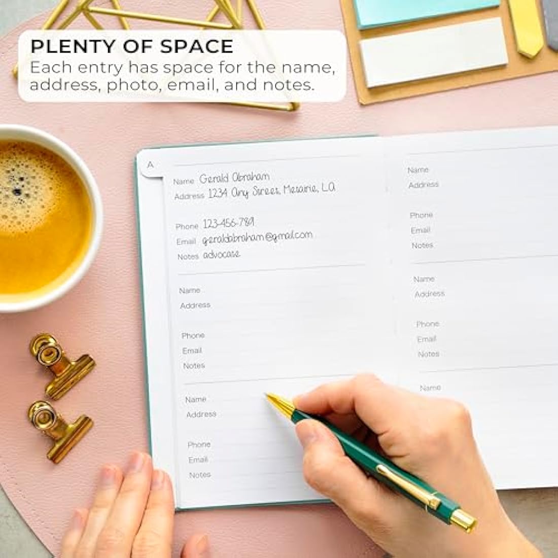 Clever Fox Address Book with alphabetic tabs - PU Leather Telephone and Address Book for Keeping Contacts Safe, Contact Organizer Journal, Medium Size (13.5 x 19cm) Hardcover, Aquamarine