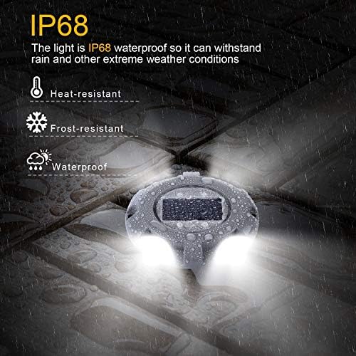 Siedinlar Solar Deck Lights Outdoor Waterproof Ground Light Solar Lights Outdoor Garden for Pathway Driveway Step Dock 4 Pack (Cool White)