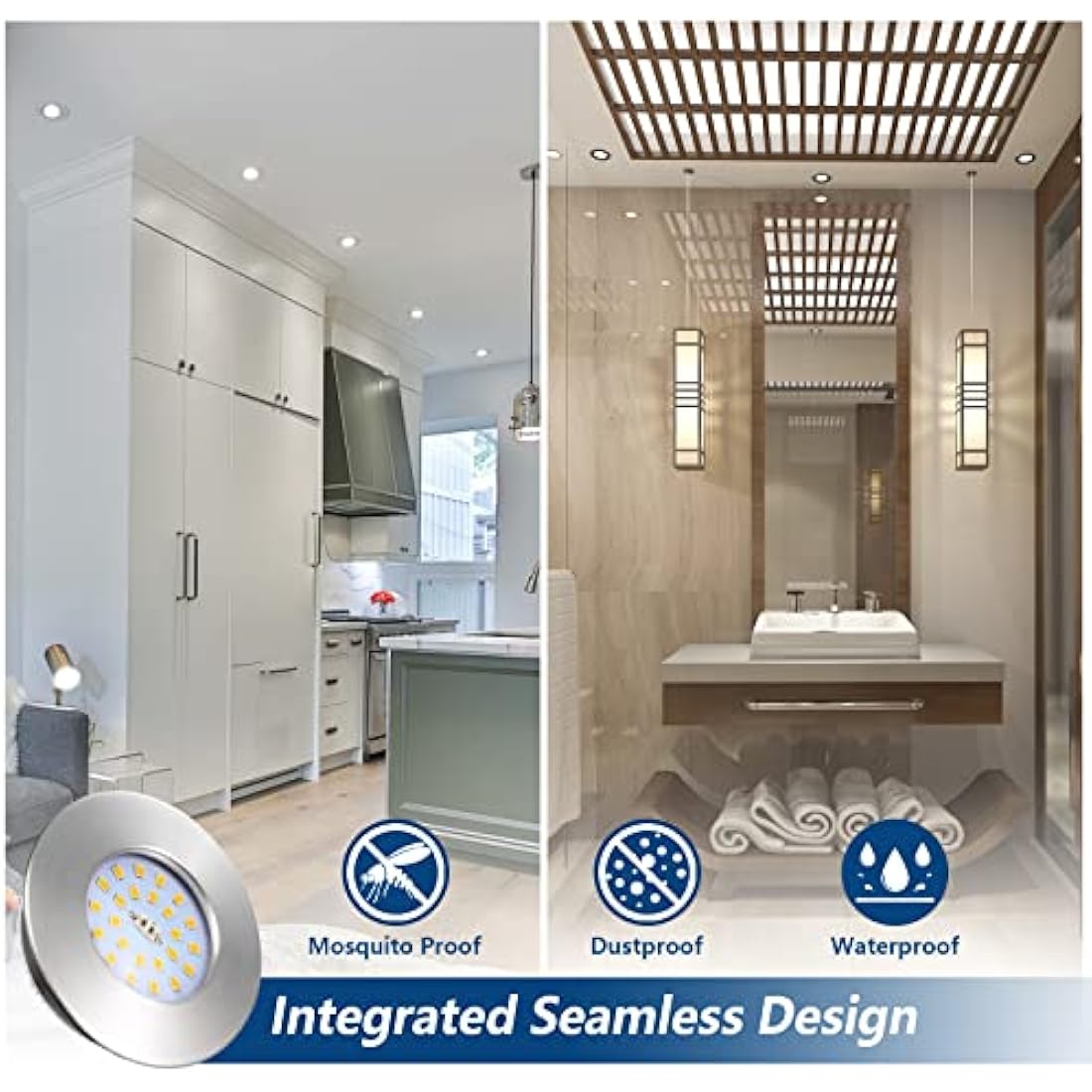 HiBay 20x 7W LED Spot Lights Ceiling Spots Ultra Slim Recessed Lighting IP44 Bathroom Downlights Brushed Chrome Down Light Neutral White 4500K 240V 850LM