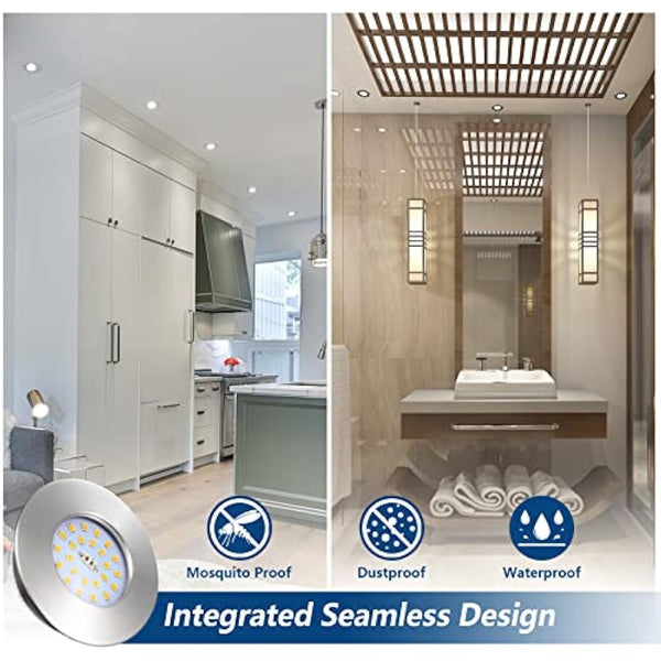 HiBay 20x 7W LED Spot Lights Ceiling Spots Ultra Slim Recessed Lighting IP44 Bathroom Downlights Brushed Chrome Down Light Neutral White 4500K 240V 850LM