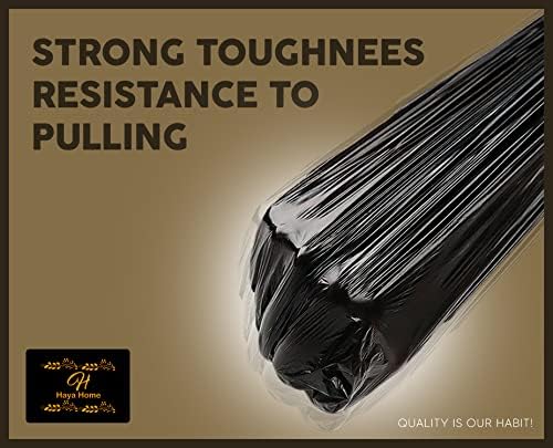 Haya Home 50 Black Plastic Bin Bags Liners, Refuse Sacks Pack of 50 X 1 Heavy Duty Waste Dustbin roll 100L for Kitchen Office DIY Garden Made from 100% Recycled Material