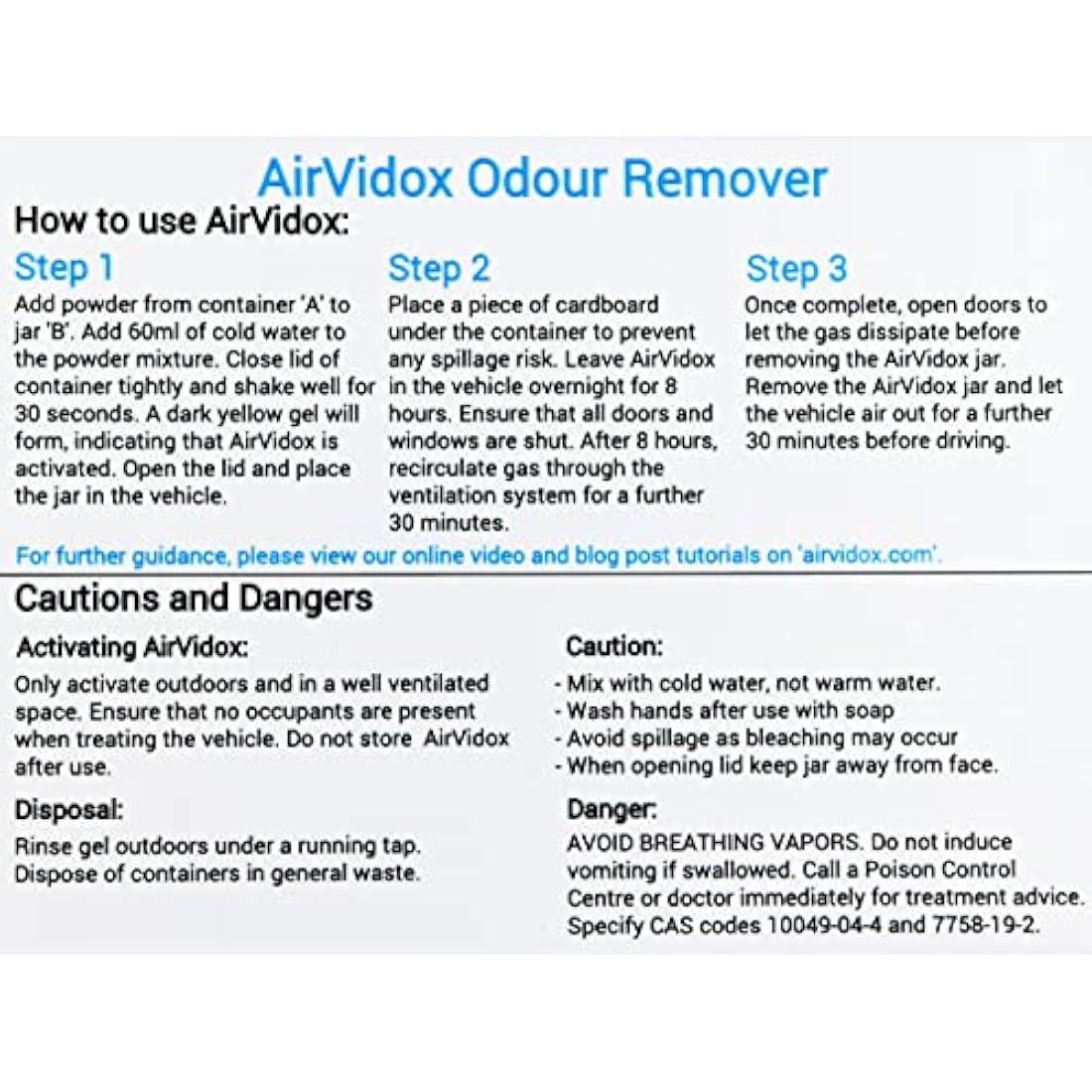 AirVidox Car Odour Eliminator | Removes smoke, dog, vomit odours and many more.