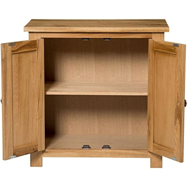 Hallowood Furniture Waverly Oak Small Wooden Cabinet with 2 Door and Adjustable Shelf, Small Oak Sideboard, Solid Wooden Cupboard for Kitchen, Bedroom or Hallway, Living Room Furniture