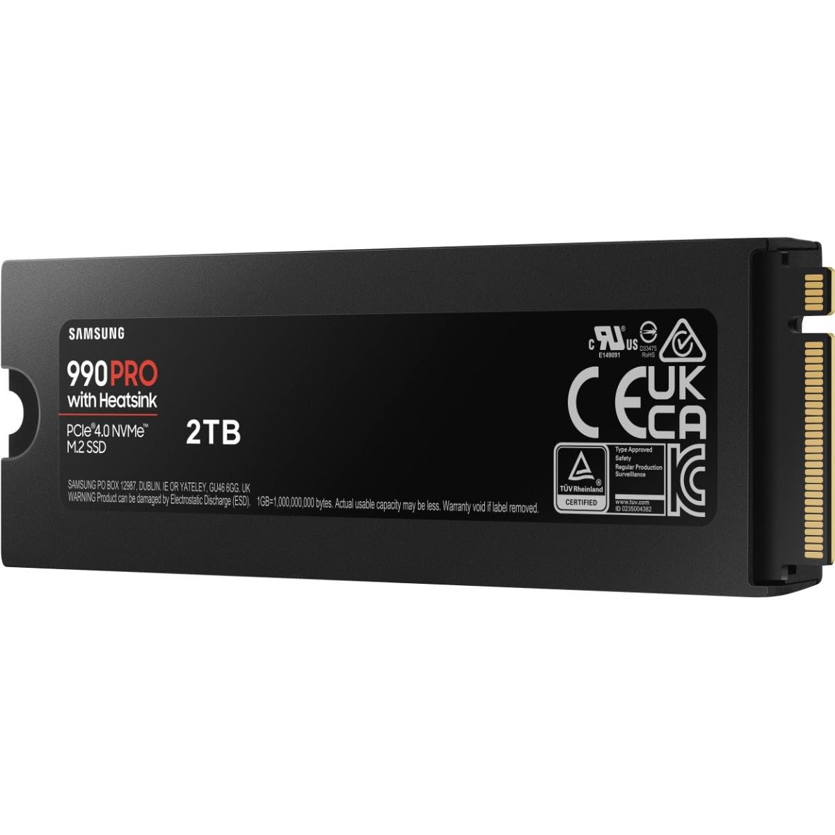 Samsung 990 PRO NVMe M.2 SSD, 2 TB, PCIe 4.0, 7,450 MB/s read, 6,900 MB/s write, Internal SSD, For gaming and video editing, MZ-V9P2T0BW