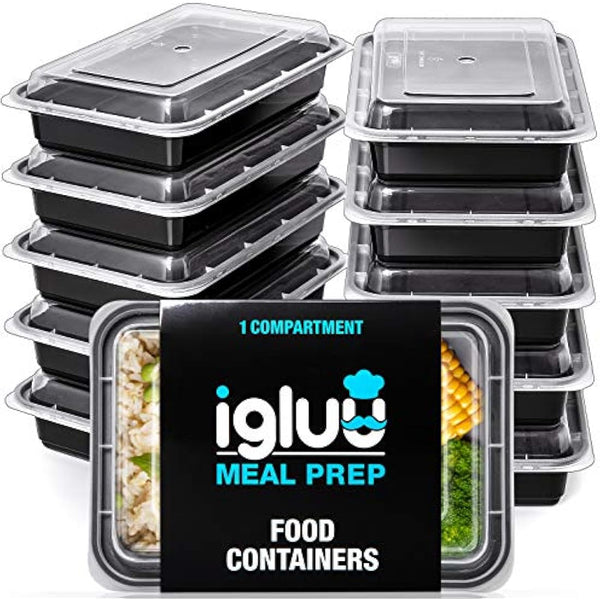Igluu Meal Prep Containers Reusable 30 Pack 1-Compartment 828ml (28oz) BPA-Free Food Prep Containers with Airtight Lids – Durable Plastic, Stackable, Microwave, Freezer & Dishwasher Safe