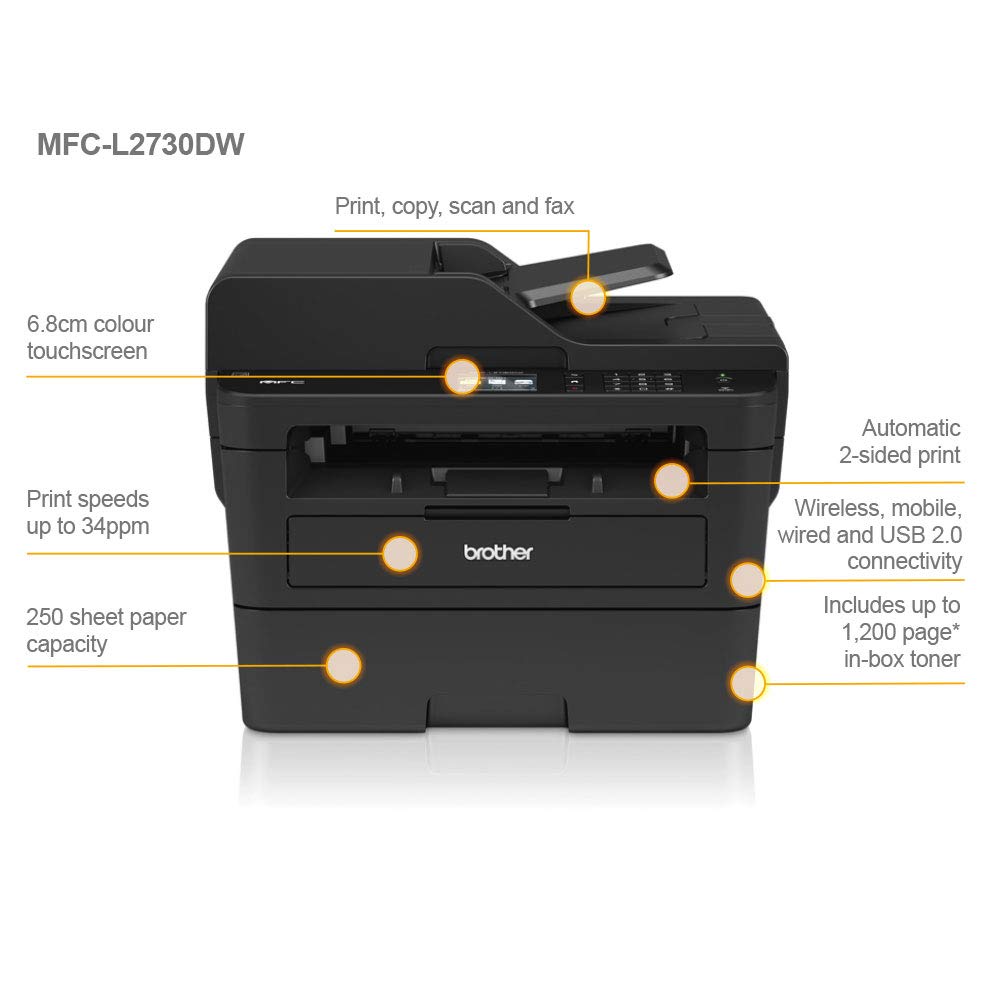 Brother HL-L2400DW Mono Laser Printer |Single function | Automatic 2-sided print |A4 |UK Plug