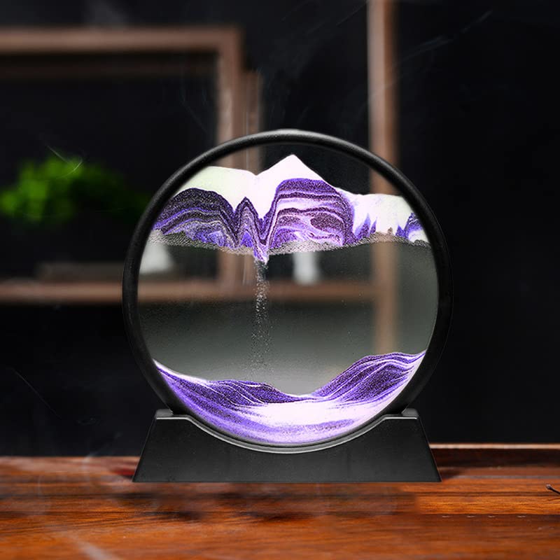 Arthink Moving Sand Art Picture,Liquid Motion 3D Sea Sandscape in Motion Display, Flowing Sand Frame Desktop Art Bookshelves Home Office Decoration(12 inch, Green)