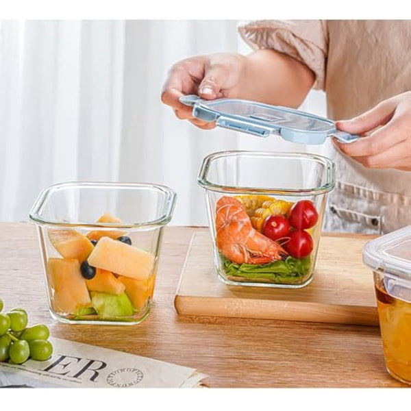 S.ROKE TTAN Square Glass Food Containers With Lids, Leak Proof Soup Container, 920ML Heat Resistant Glass Food Container, Meal Prep Bowls, Borosilicate BPA-Free, Freezer、Dishwasher Safe (4)