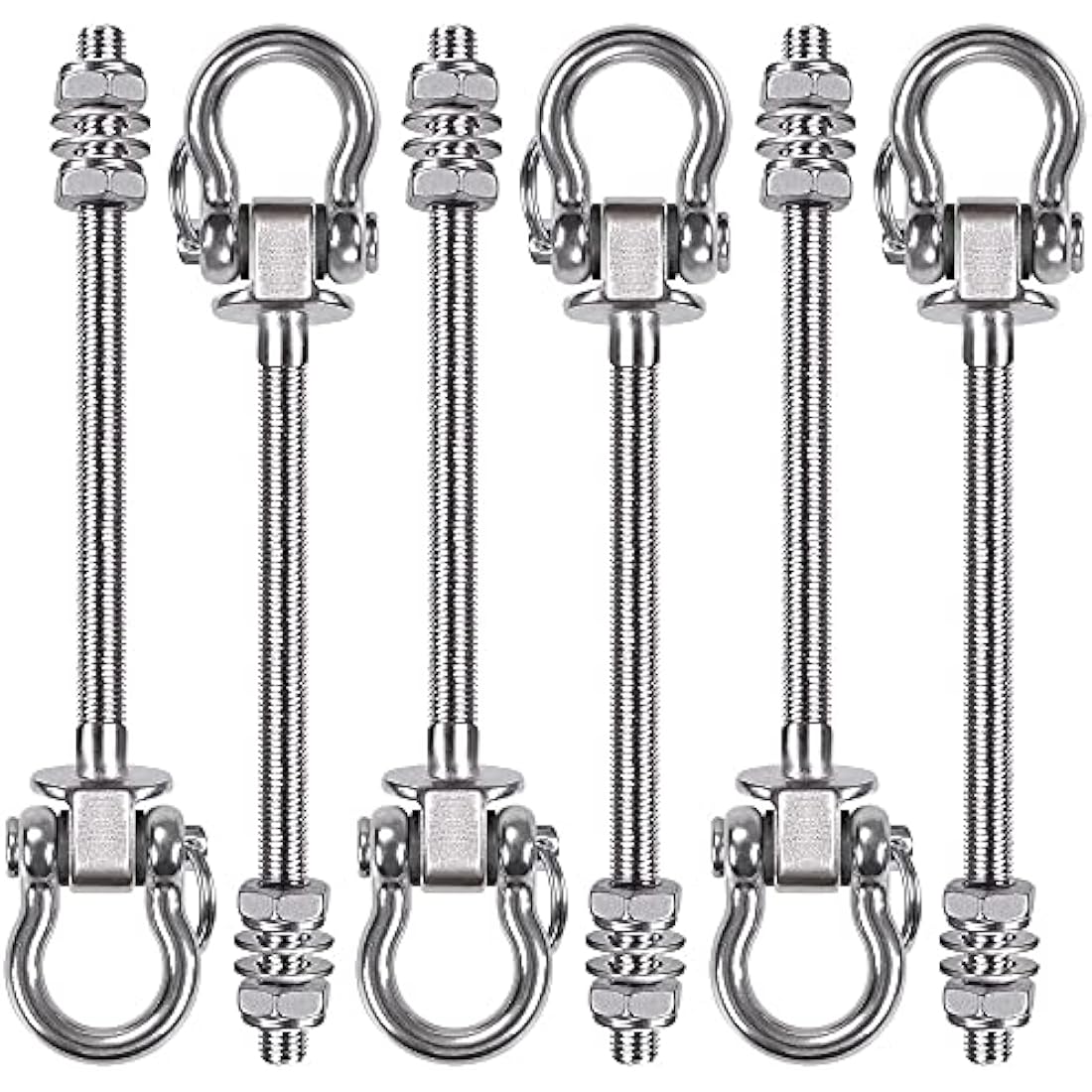 SELEWARE Antirust 304 Stainless Steel Swing Hammock Bolts, Swing Hangers Heavy Duty Hammock Hooks for Wood and Steel Beam Hammock, Porch Seat, Chair, Swing, Yoga (9.3"(235mm) Set of 6