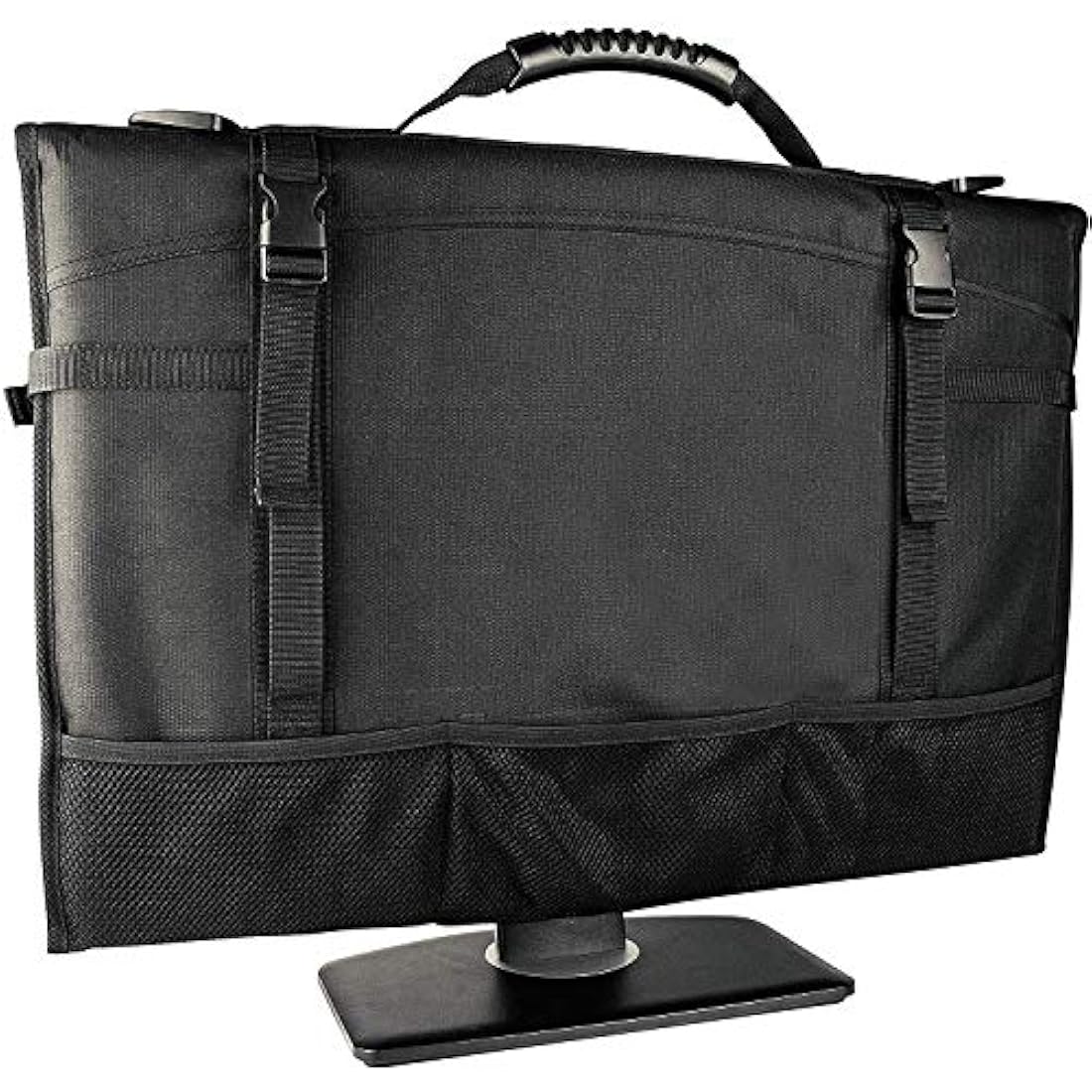 Hosoncovy 21.5 inch iMac & 20-24 inch Monitor Case, Black, Oxford Fabric, Waterproof, Dustproof, Keyboard & Mouse Holder