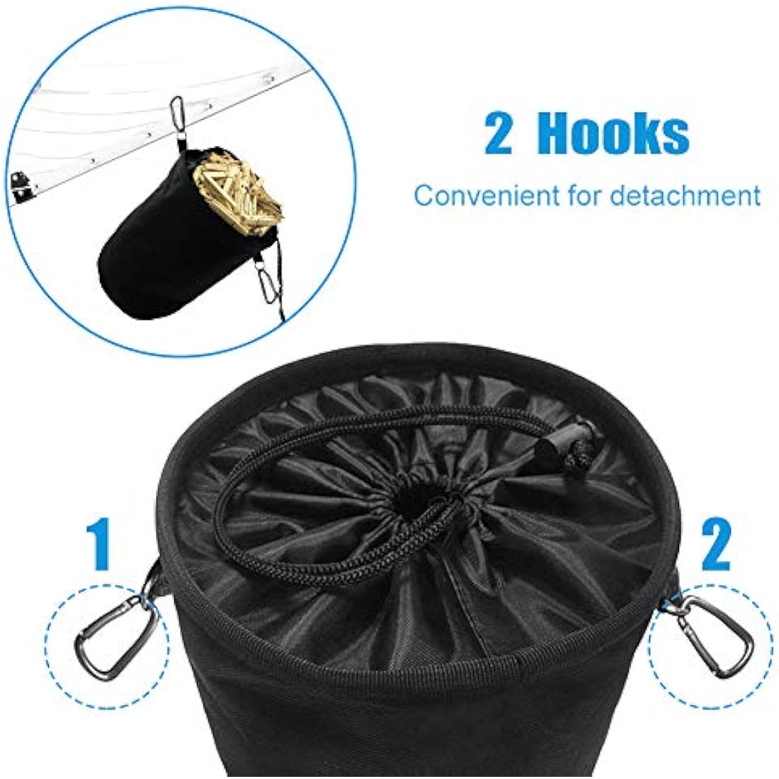 XCOZU Large Peg Bag, Clothes Peg Bags Waterproof with 2 Hanger Clips Keeps Pegs Clean and Dry for Indoor Outdoor Pegs Organizer Storage Use