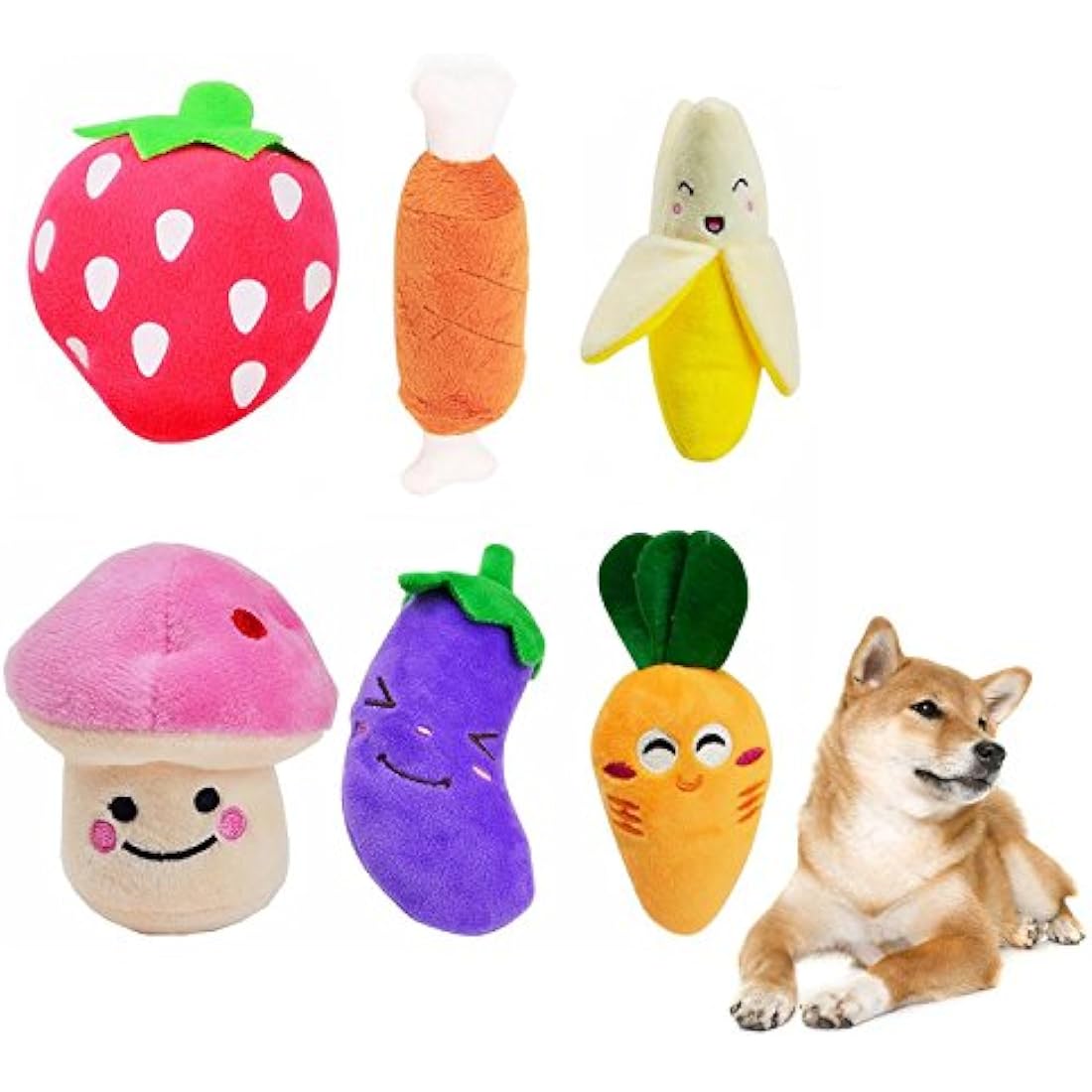 Emwel Small Dog Toys Squeaky Dog Toys Pets Squeaky Toy, 6 PCs Plush Puppy Toys for Small Medium Dogs