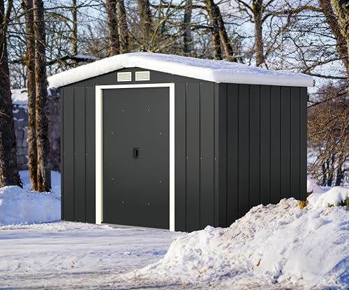 Duramax ECO 8 x 8 (6.35 m2) Metal Garden Storage Shed, Hot-Dipped Galvanized Metal Garden Shed, Tool Storage Shed, Strong Reinforced Roof Structure, Maintenance-Free Metal Shed, Anthracite