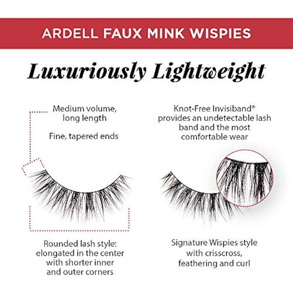 Ardell Faux Mink Wispies False Lashes, Pack of 4