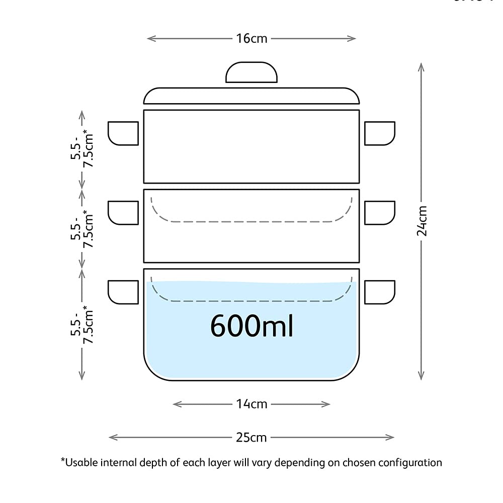 Judge Stainless Steel 3 Tier Steamer Set with 16cm 600ml Casserole, 2 Steamers and Lid, Induction Ready, Gift Boxed - 25 Year Guarantee