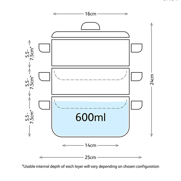 Judge Stainless Steel 3 Tier Steamer Set with 16cm 600ml Casserole, 2 Steamers and Lid, Induction Ready, Gift Boxed - 25 Year Guarantee