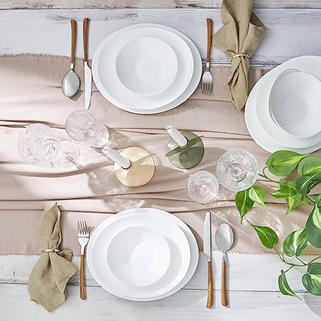 Karaca White Pure 24-Piece Glass Dinner Set for 6 People, Elegant Dinnerware, Heat-Resistant Tableware with Dinner Plates, Pasta, Cereal/Soup Bowls and Dessert/Side Plates