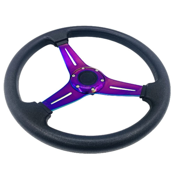 YEHICY Auto Racing Flat Steering Wheel with Purple Spokes 350mm 13.8”6 Bolts Grip Vinyl Leather Universal Simulation Game Steering Wheel For Logitech G29 G920 G923