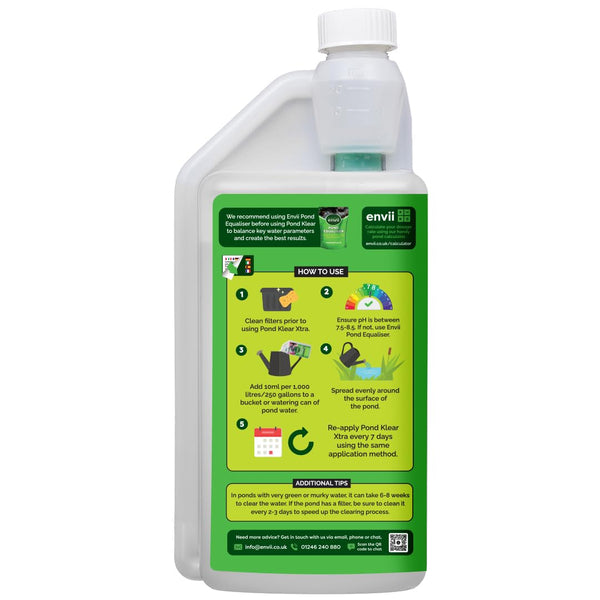 Envii Pond Klear Xtra ? Strong Pond Clear Water Treatment, Naturally Clears Green Pond Water ? Treats Up To 100,000 litres