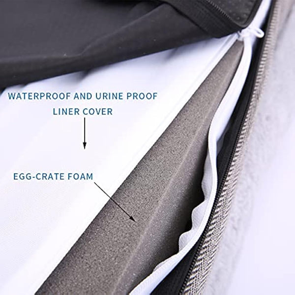 Rusefar Orthopedic Dog Bed, Large/Medium, Waterproof Liner & Washable Cover, For Crates & Couches