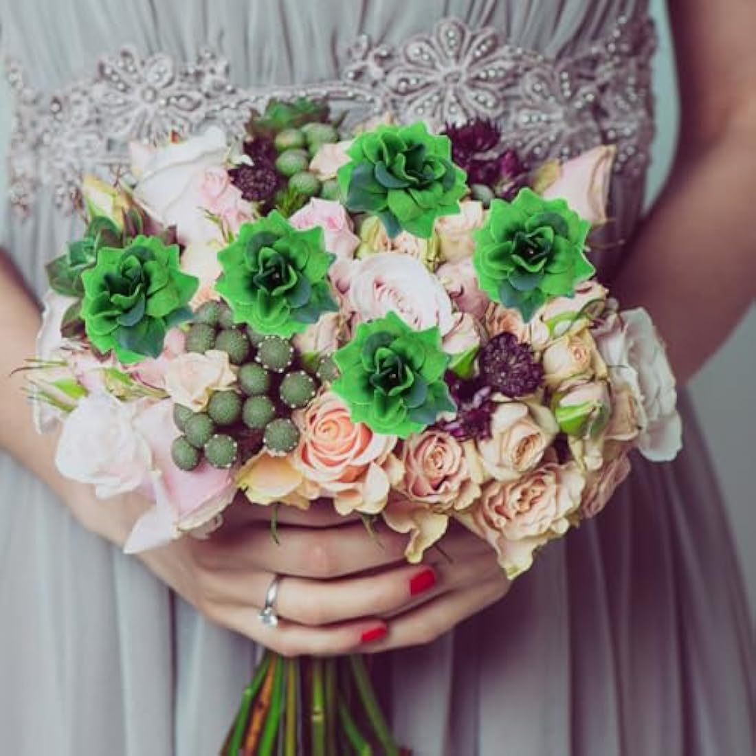 50pcs Dark Green Artificial Rose Flower Heads Realistic Silk Flower Heads for Home Garden Weddings Parties Craft Projects and Decor