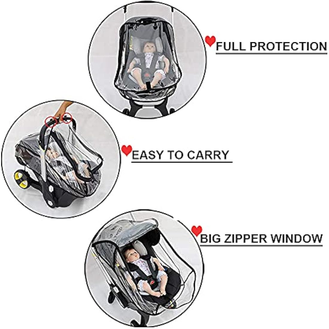 Cysocool Baby Car Seat Stroller Rain Cover Compatible with Doona Stroller Car seat, Waterproof Stroller Weather Shield with Easy Access Zipper, Baby Carrier Cover Rain Shield Car Seat Accessory
