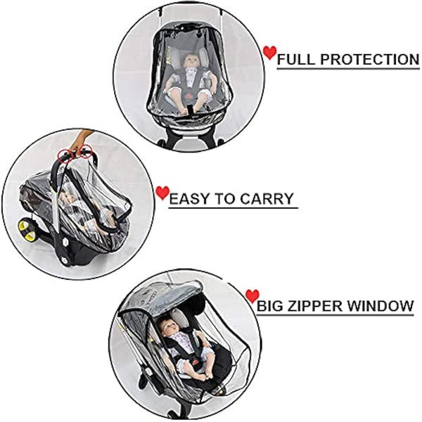 Cysocool Baby Car Seat Stroller Rain Cover Compatible with Doona Stroller Car seat, Waterproof Stroller Weather Shield with Easy Access Zipper, Baby Carrier Cover Rain Shield Car Seat Accessory