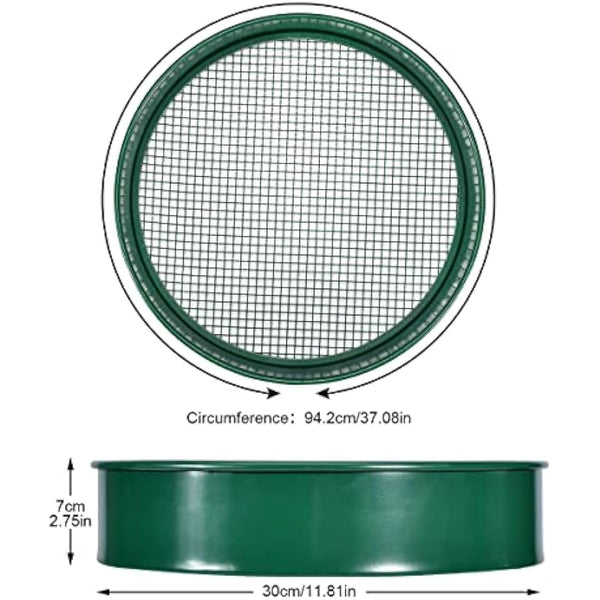 johgee Garden Sieve Metal, Soil Sieve, Garden Riddle Mesh Sizes 12mm/9mm/6mm/3mm, Gardening Sieve for Soil and Stones Large, Equipped with a Shovel and a Rake